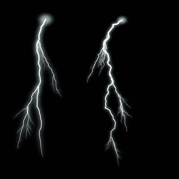 Weißer Blitz Mit Einem Leuchten Isoliert Über Schwarzem Hintergrund Fotorealistische — Stockfoto