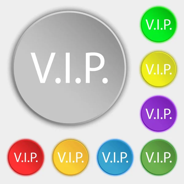 Vip标志图标 成员编号 非常重要的人八颗扁平纽扣上的符号图例 — 图库照片