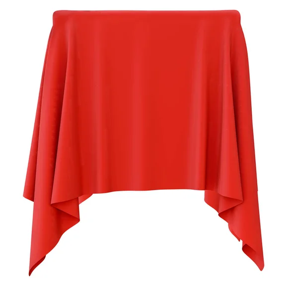 Pano Vermelho Pedestal Quadrado Isolado Branco Ilustração — Fotografia de Stock