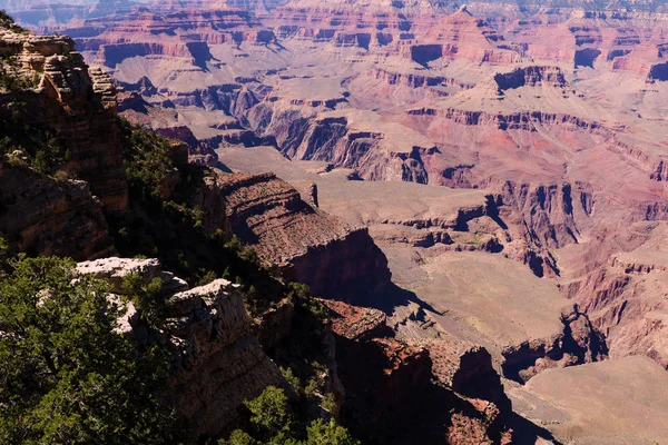 位于亚利桑那州的大峡谷国家公园是大峡谷的大本营 它的层层红岩带揭示了数百万年的地质历史 — 图库照片