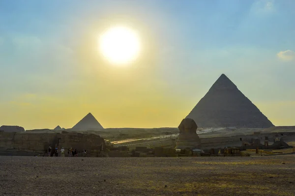Great Pyramid Giza Egypt Cairo Sphinx Camel Sahara Desert Lots — Stock Photo, Image
