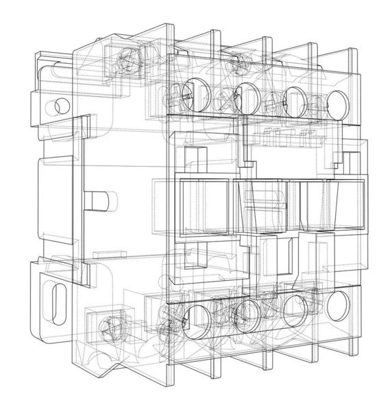 Concept Disjoncteur Automatique Style Cadre Métallique Illustration — Photo