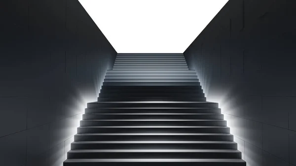 Escada Escura Com Luz Ilustração Sobre Fundo Branco — Fotografia de Stock