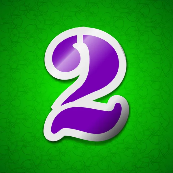 Number Two Icon Sign Symbol Chic Colored Sticky Label Green — Stock Photo, Image