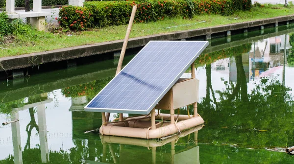 Solar panels on the water to help provide clean water mill.