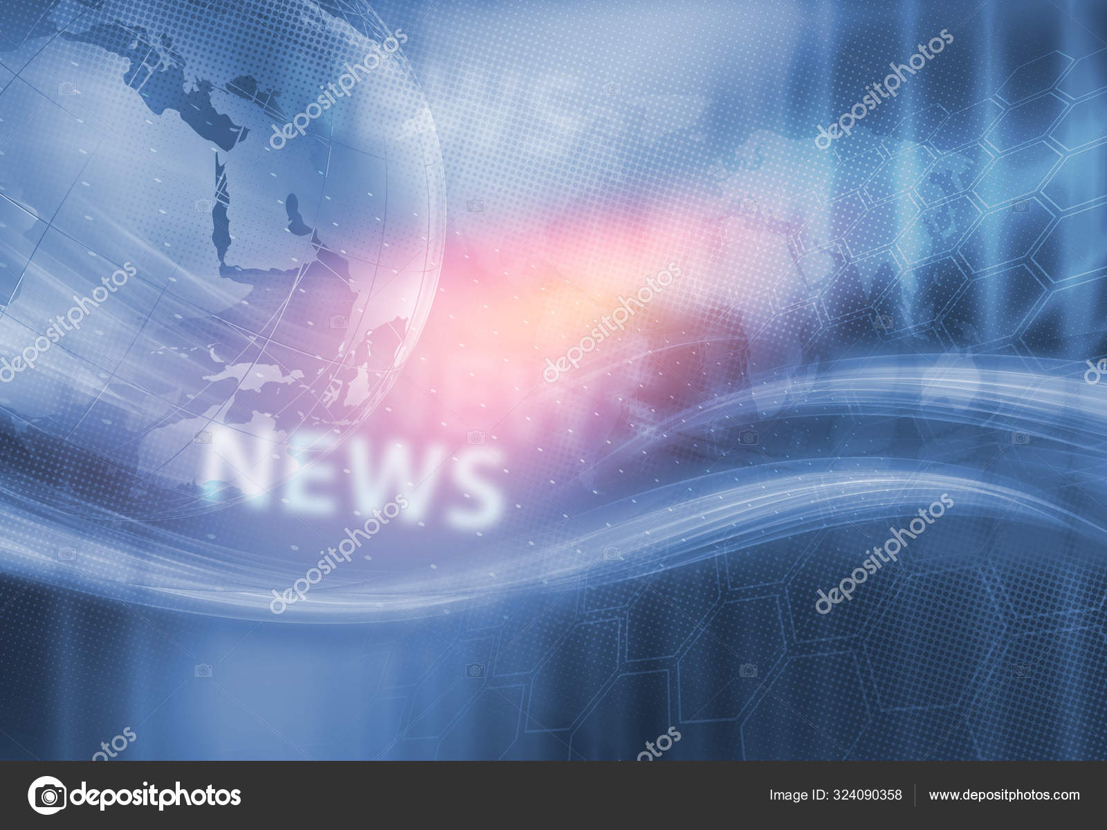 Graphical Digital Technology World News Background Waving Lines Passing Digital Stock Photo By C Yayimages