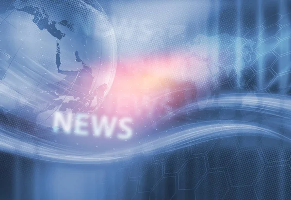 グラフィカルデジタルテクノロジー World News背景 デジタル空間を通過する波線 — ストック写真