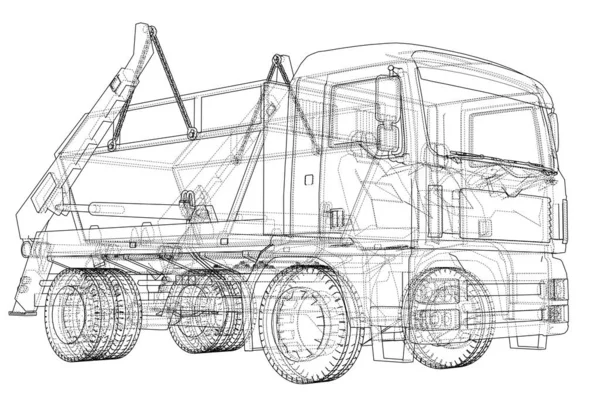 Concept Camion Poubelle Illustration Style Cadre Métallique — Photo