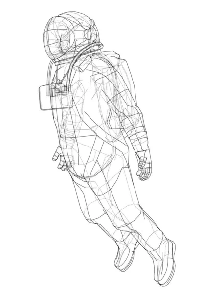 Concept Astronaute Croquis Style Wire Frame Illustration — Photo
