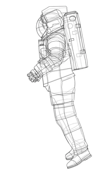 Concept Astronaute Croquis Style Wire Frame Illustration — Photo