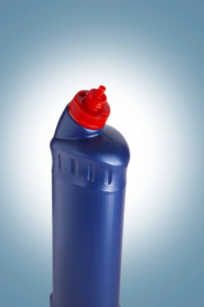 Blue Plastic Bottle Liquid Laundry Detergent Cleaning Agent Bleach Fabric — Stock Photo, Image