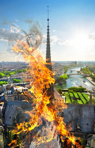 Incendio Catedral Notre Dame París Francia —  Fotos de Stock