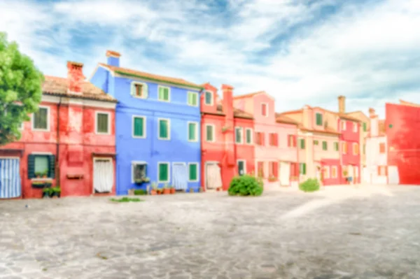 Fondo Desenfocado Casas Pintadas Coloridas Tradicionales Isla Burano Venecia Italia —  Fotos de Stock