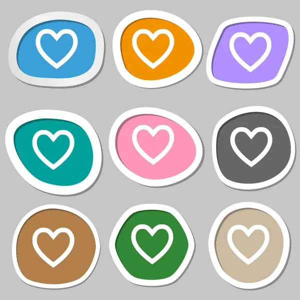 Icono Signo Cardíaco Símbolo Amor Pegatinas Papel Multicolor Ilustración — Foto de Stock