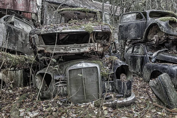 Розбитий Автомобіль Подвір Білкроті Швеція — стокове фото