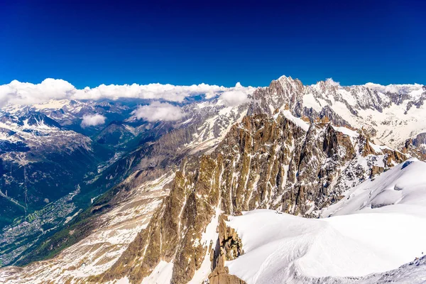 Montagne Innevate Chamonix Monte Bianco Alta Savoia Alpi Francia — Foto Stock