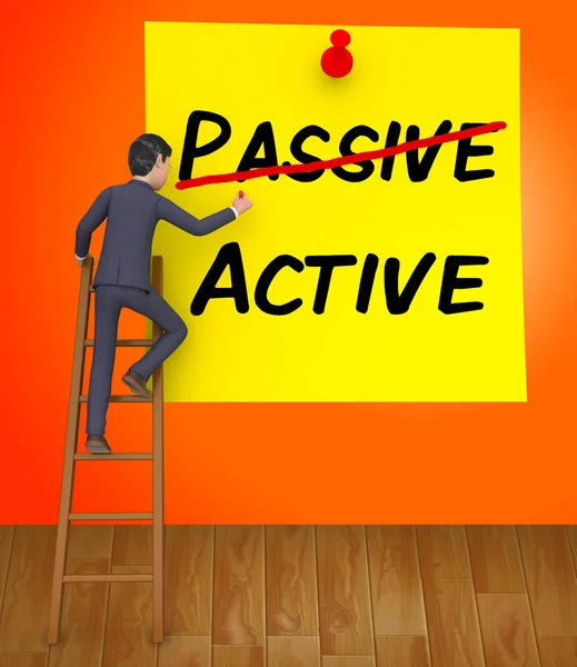 Active Vs Passive Note Shows Positive Energy Attitude Or Negative Laziness 3d Illustration