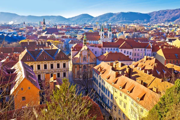 Graz Történelmi Belvárosa Háztetőkre Néző Stájerország Régió Ausztria — Stock Fotó