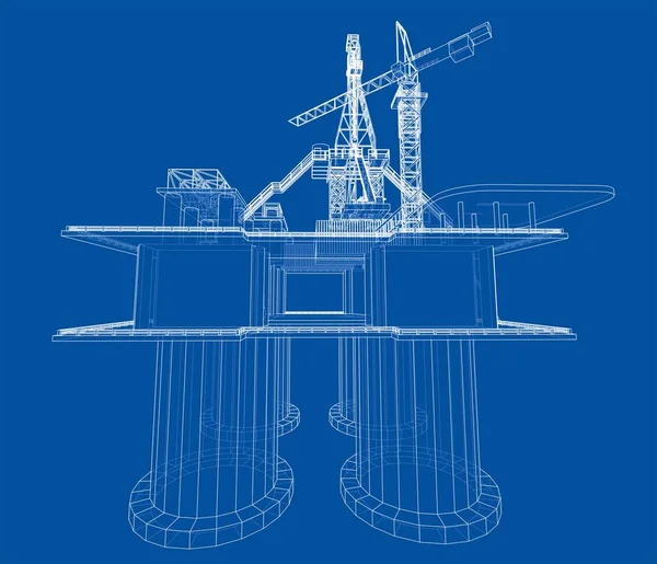 Concepto Plataforma Perforación Plataformas Petrolíferas Alta Mar Ilustración Estilo Marco — Foto de Stock