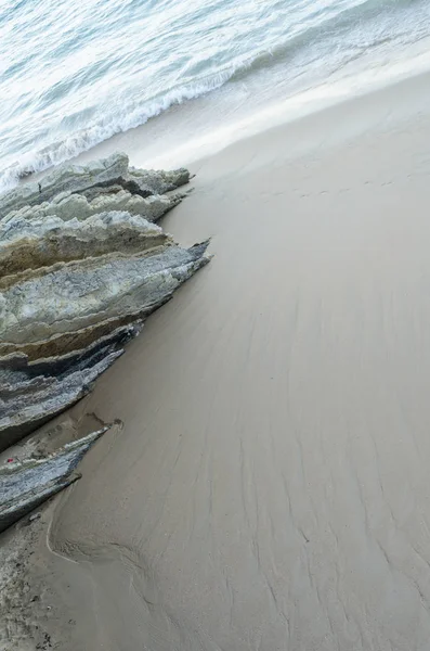 Tiny Little Place Beach Concha San Sebasti Water Meets Rocks — Stock Photo, Image