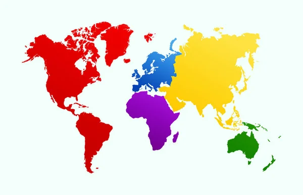 Wereldkaart Kleurrijke Continenten Atlas Illustratie Eps10 Vector Bestand Georganiseerd Lagen — Stockvector