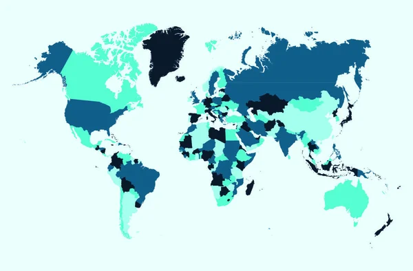 Mapa Mundo Países Azuis Atlas Ilustração Arquivo Vetorial Eps10 Organizado — Vetor de Stock