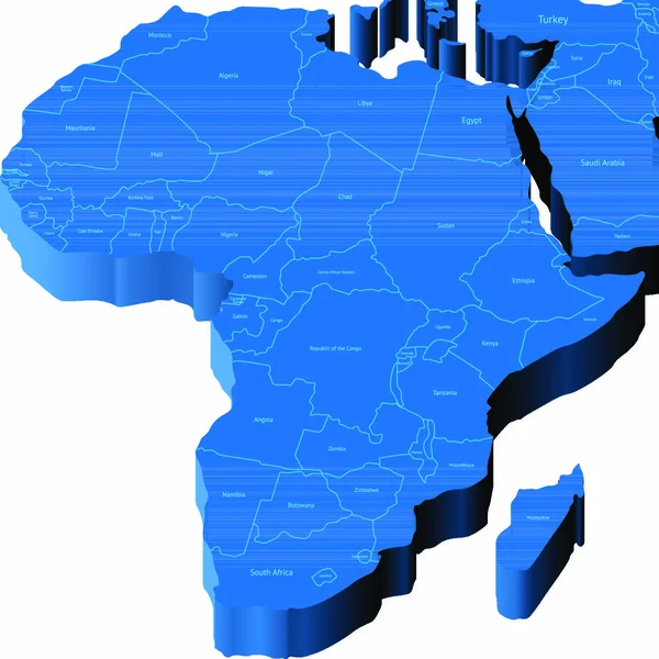 Mapa África Con Fronteras Nacionales Nombres Países Ilustración Vectorial Pseudo — Vector de stock