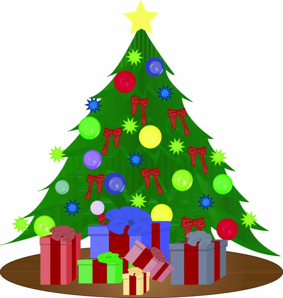 Arbre Noël Avec Cadeaux — Image vectorielle