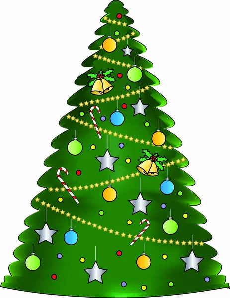 Árvore Natal Ilustração Vetorial Cores — Vetor de Stock