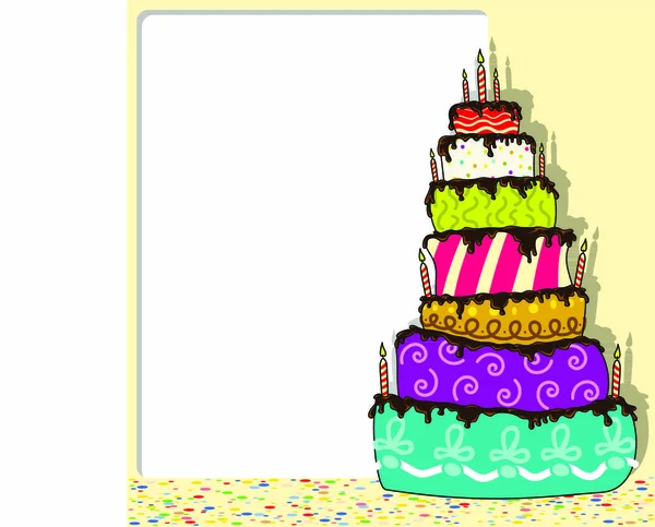 誕生日ケーキ お祝いの背景イラスト Vector — ストックベクタ