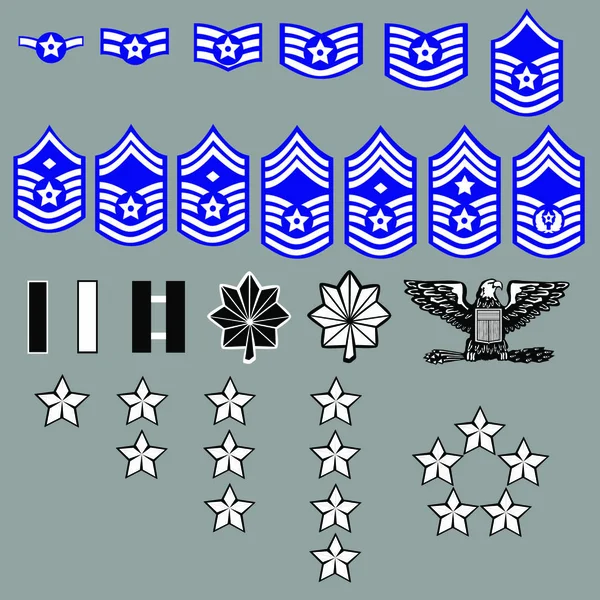 Air Force Rank Insignia Officers Enlisted Vector Format — Stock Vector