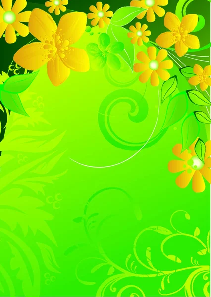 Σχηματοποιημένο Φυτικό Στολίδι Από Χρώματα Και Φύλλα — Διανυσματικό Αρχείο