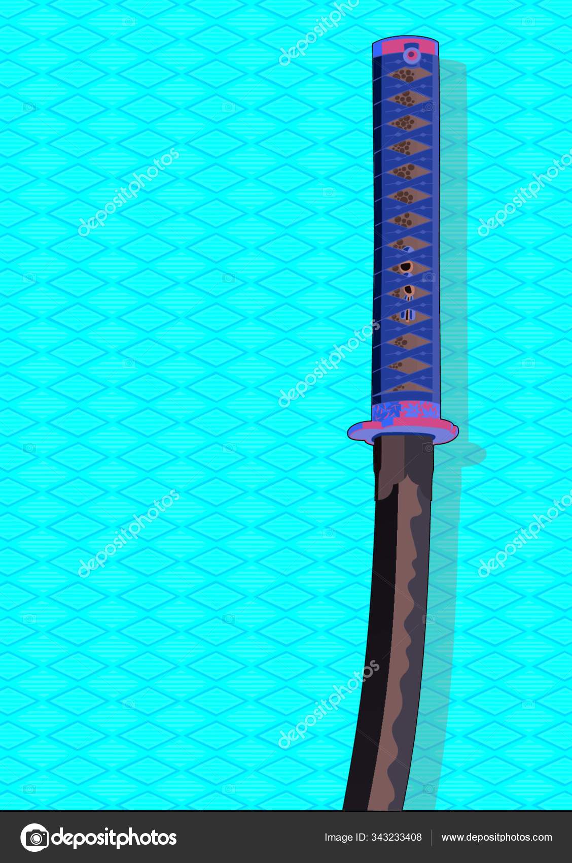 Vector Drawing Katana Sword Background Shadow Separate Stock Vector Image by ©YAYImages #343233408