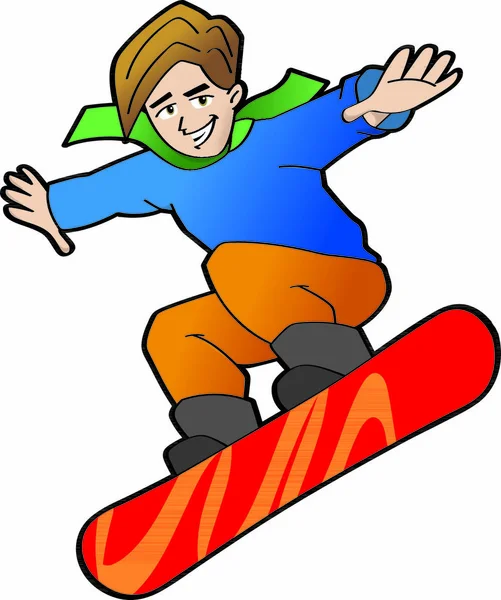 Adolescente Snowboard — Vector de stock