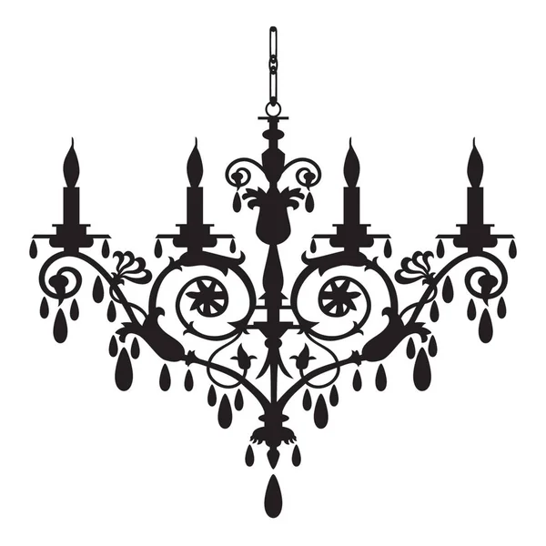 Silhouette Chandelier Baroque Sur Fond Blanc Graphique Vectoriel Évolutif Complet — Image vectorielle