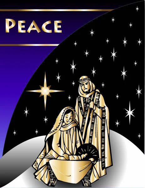 Nativity Christmas Card Vector Illustration - Stok Vektor