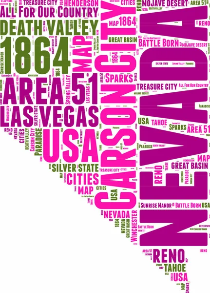 Nevada Usa Stát Mapa Vektorové Značky Cloud Ilustrace — Stockový vektor