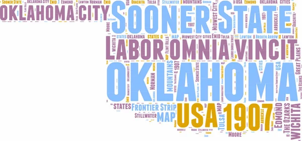 Oklahoma Stati Uniti America Mappa Vettoriale Tag Cloud Illustrazione — Vettoriale Stock