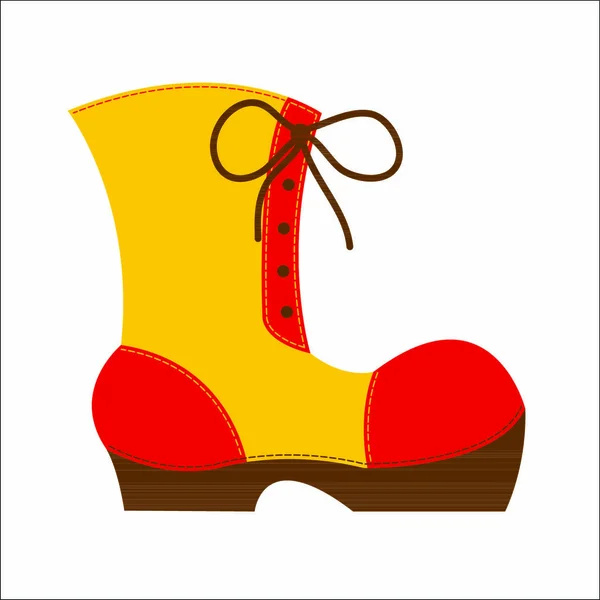 Красная Желтая Большая Обувь Коричневой Высокой Подошвой Значительными Сиденьями — стоковый вектор