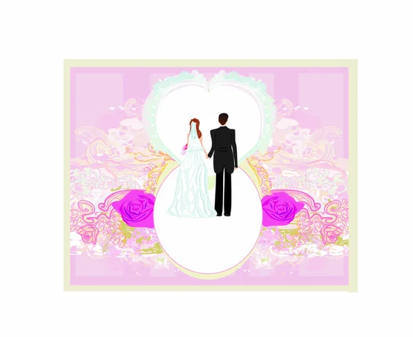 Hochzeitseinladungskarte Mit Einem Süßen Paar — Stockvektor