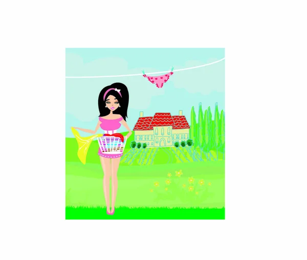 ᐈ Tendedero de ropa vectores de stock, ilustraciones tendedero ropa