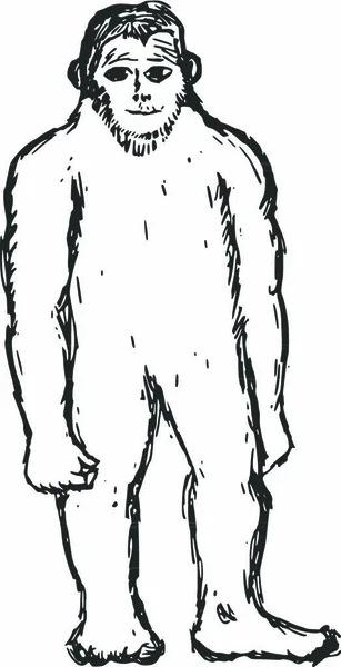 Disegnato Mano Schizzo Illustrazione Del Cartone Animato Bigfoot — Vettoriale Stock