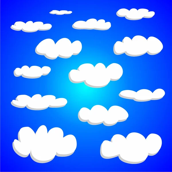 Weiß Handgezeichnete Wolken Vektor Illustrationsset Kollektion Auf Dunkelmarineblauem Himmelhintergrund Cloud — Stockvektor