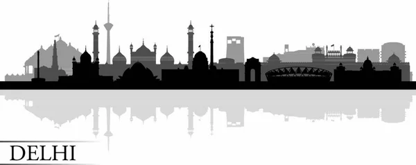 Delhi Város Városkép Sziluett Háttér Vektor Illusztráció — Stock Vector