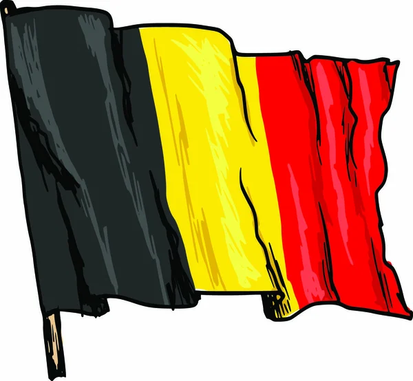 Dessin Main Croquis Illustration Drapeau Belgique — Image vectorielle