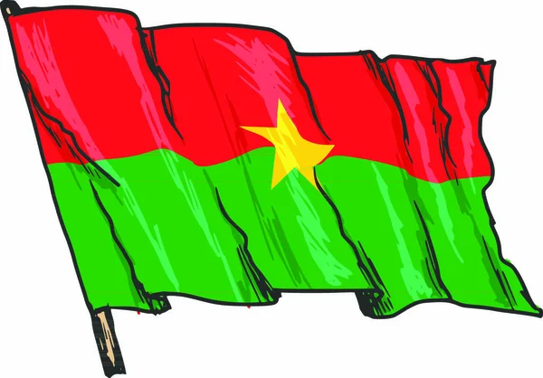 Desenhado Mão Esboço Ilustração Bandeira Burkina Faso — Vetor de Stock