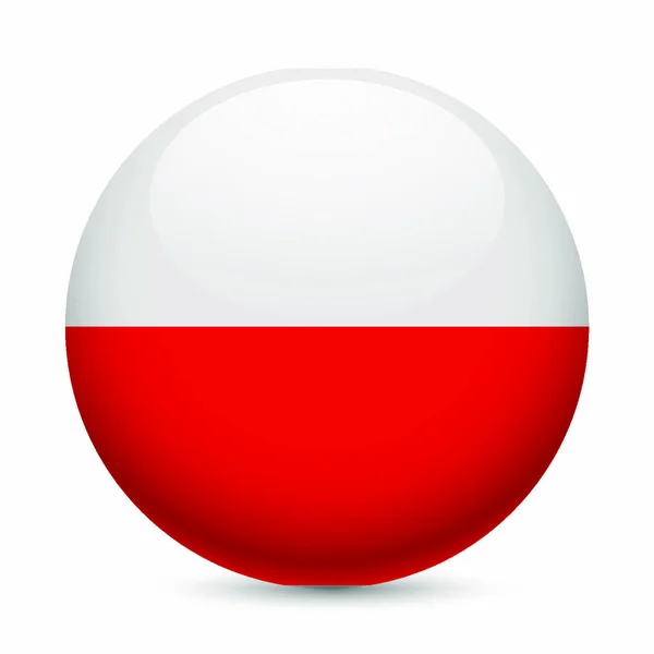 폴란드의 국기둥근 광택의 아이콘 폴란드 국기가 — 스톡 벡터