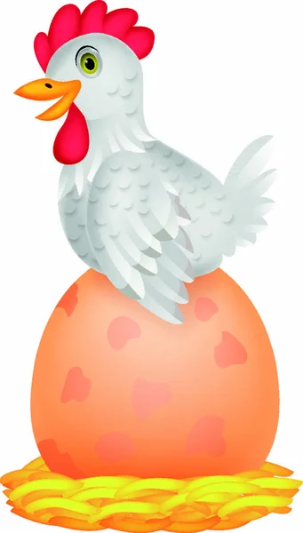 Vector Illustration Hen Giant Egg — Stock Vector