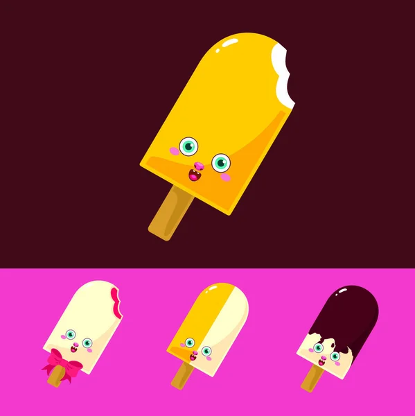 Conjunto Helados Encantadores Archivo Vectorial Eps — Archivo Imágenes Vectoriales