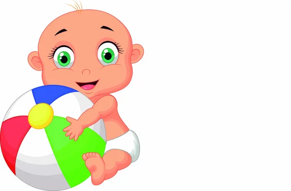 Εικονογράφηση Διάνυσμα Του Χαριτωμένο Μωρό Παίζει Πολύχρωμο Μπάλα — Διανυσματικό Αρχείο